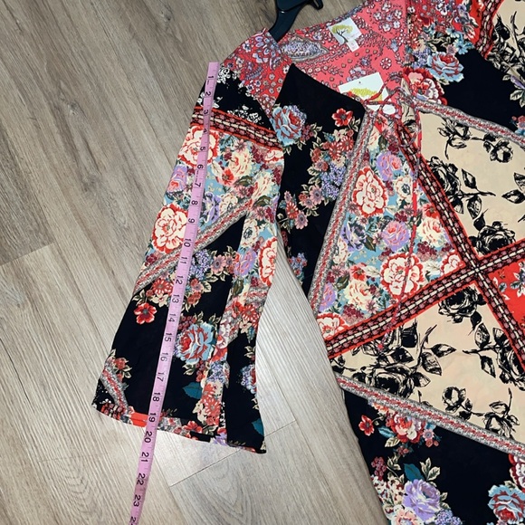 NWT Anthropologie fig & flowers, bohemian floral shirt/tunic w slit long sleeves - Picture 9 of 10